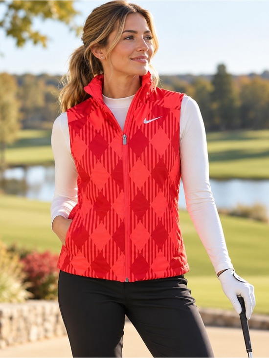 Nike Jackets & Blazers - Nike Golf Sport Women’s Small Coral Geometric Full Zip Insulated Vest